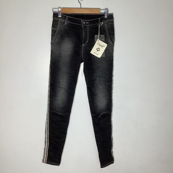 Maryley Womens Made in Italy Jeans‎ Black Size 10 NWT - Picture 2 of 13